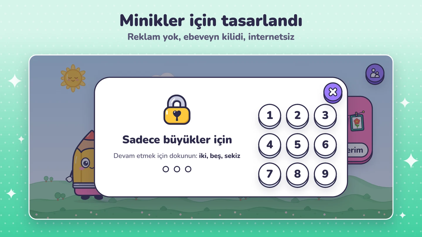 Kalemo Sadece büyükler için ebeveyn kilidi ekranı