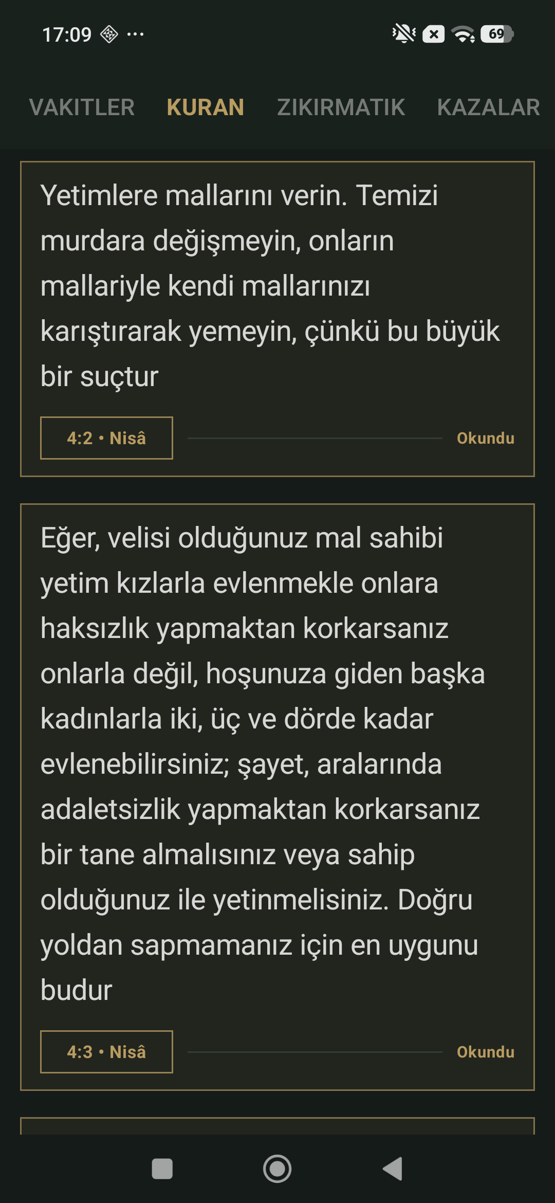 Kur'an Okuma Ekranı